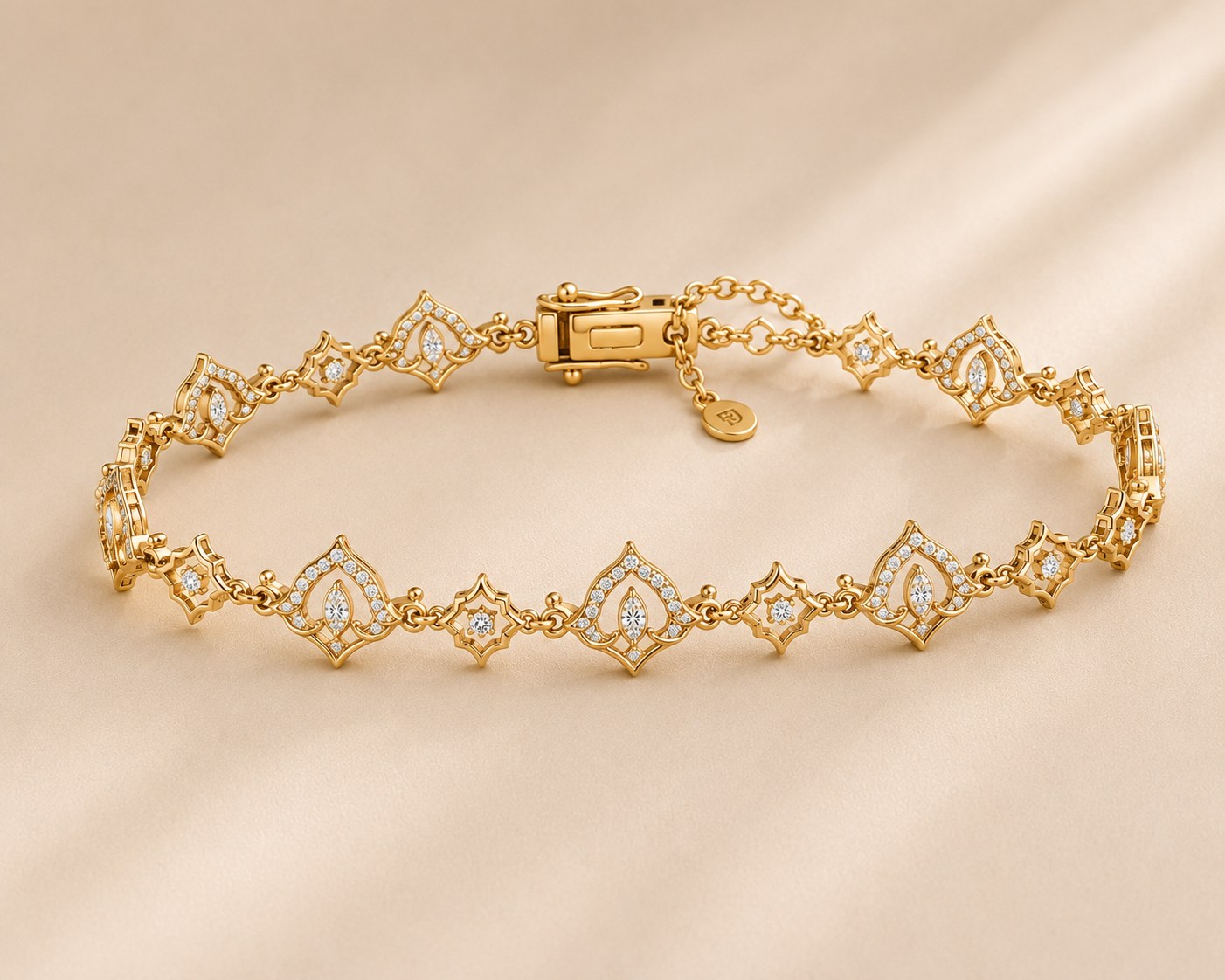 Lotus and star link bracelet