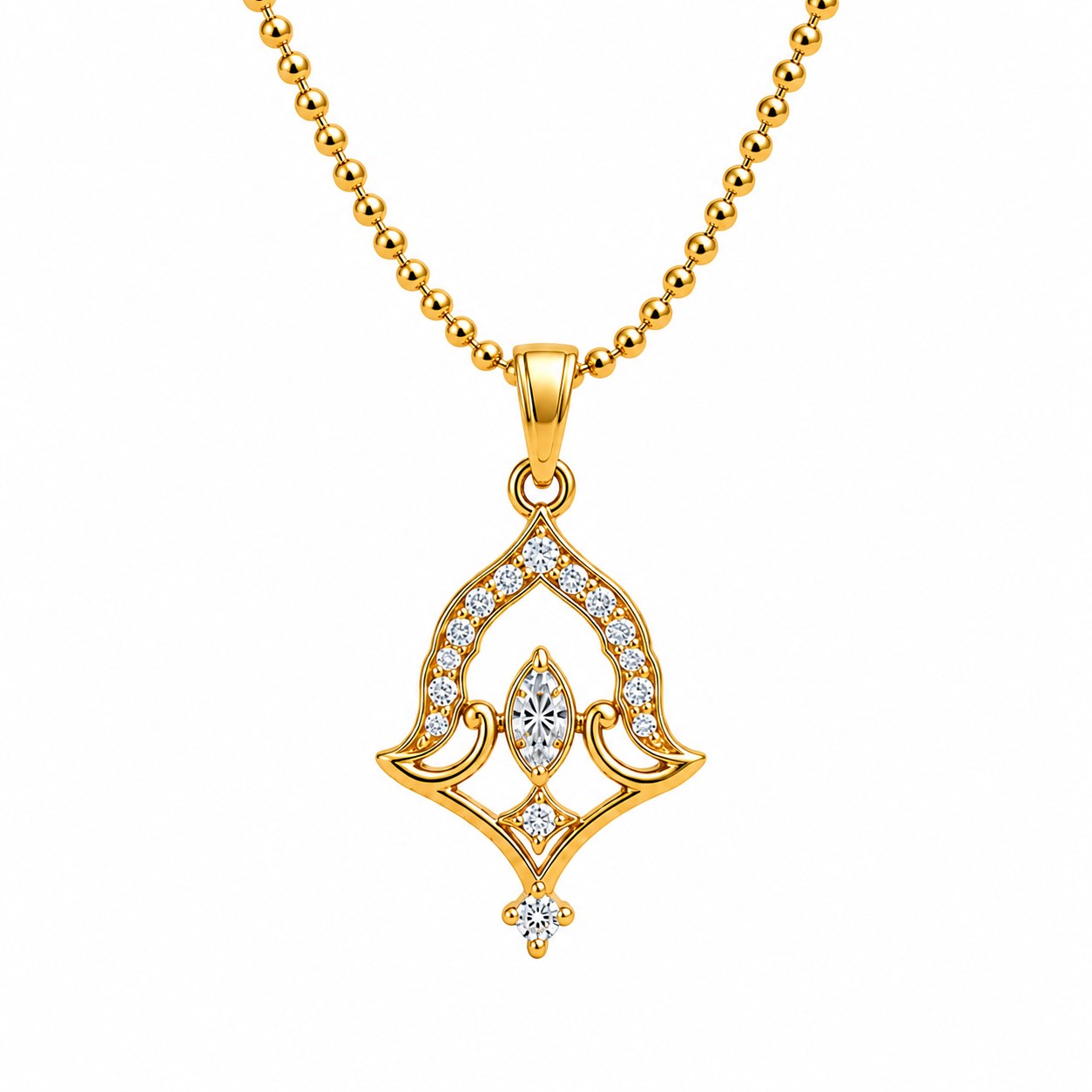Pendant on gold ball chain