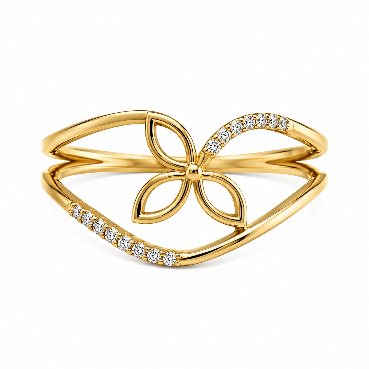 Flower and vine motif ring