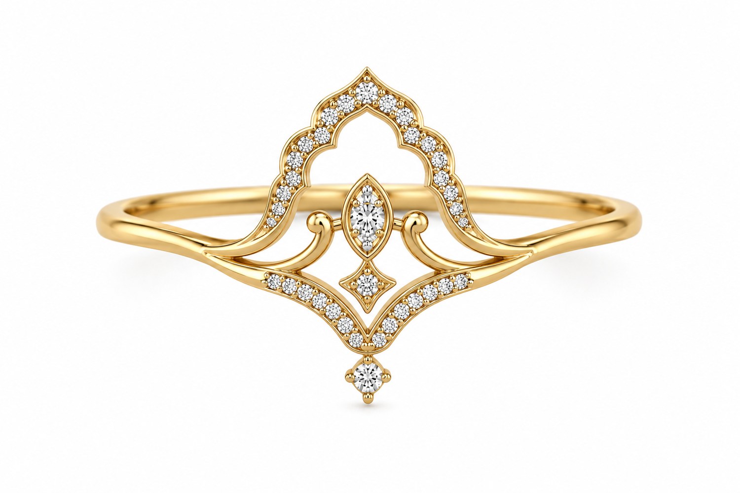 Ornate crown motif ring
